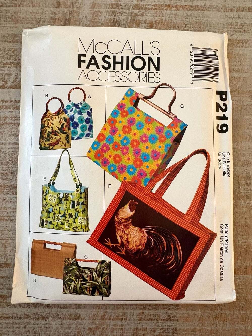 McCall's Fashion Accessories Pattern P219 Handbags And Totes Uncut